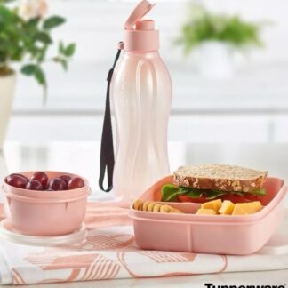 New Tupperware Cosy Rosy Lunch Set Bottle Bowl Divided Container