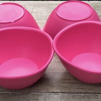 New Tupperware Logic Soup Bowls Set of 4 Pink Coral Sealed