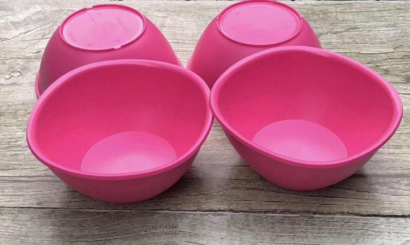 New Tupperware Logic Soup Bowls Set of 4 Pink Coral Sealed - Image 3